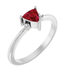 72435 Ring Set Platinum Lab-Grown Ruby Trillion 5 X 5 X 5 Mm Natural Diamond Polished Lab-Grown Ruby And .015 Ctw Natural Diamond Ring