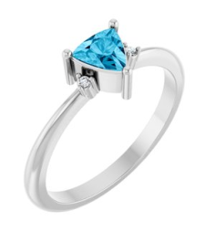 72435 Ring Set Platinum Natural Aquamarine Trillion 5 X 5 X 5 Mm Natural Diamond Polished Natural Aquamarine And .015 Ctw Natural Diamond Ring
