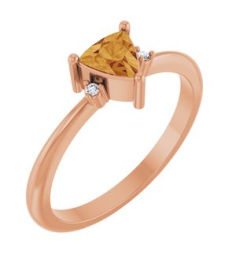 72435 Ring Set 14K Rose Natural Citrine Trillion 5 X 5 X 5 Mm Natural Diamond Polished Natural Citrine And .015 Ctw Natural Diamond Ring