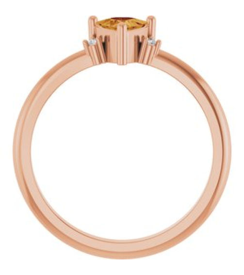 72435 Ring Set 14K Rose Natural Citrine Trillion 5 X 5 X 5 Mm Natural Diamond Polished Natural Citrine And .015 Ctw Natural Diamond Ring