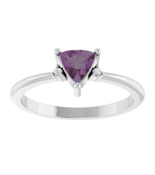 72435 Ring Set Sterling Silver Lab-Grown Alexandrite Trillion 5 X 5 X 5 Mm Natural Diamond Polished Lab-Grown Alexandrite And .015 Ctw Natural Diamond Ring