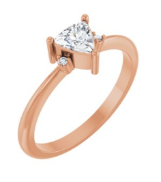 72435 Ring Set 14K Rose Natural White Sapphire Trillion 5 X 5 X 5 Mm Natural Diamond Polished Natural White Sapphire And .015 Ctw Natural Diamond Ring