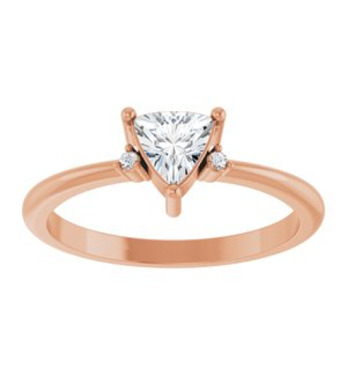 72435 Ring Set 14K Rose Natural White Sapphire Trillion 5 X 5 X 5 Mm Natural Diamond Polished Natural White Sapphire And .015 Ctw Natural Diamond Ring