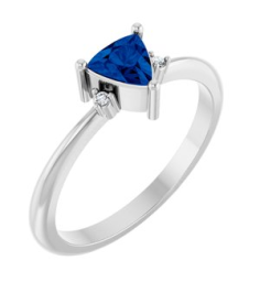 72435 Ring Set Platinum Natural Blue Sapphire Trillion 5 X 5 X 5 Mm Natural Diamond Polished Natural Blue Sapphire And .015 Ctw Natural Diamond Ring