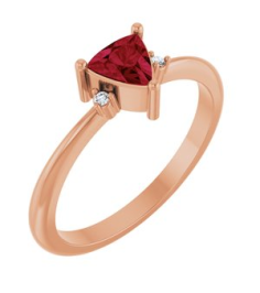 72435 Ring Set 14K Rose Lab-Grown Ruby Trillion 5 X 5 X 5 Mm Natural Diamond Polished Lab-Grown Ruby And .015 Ctw Natural Diamond Ring