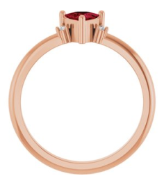 72435 Ring Set 14K Rose Lab-Grown Ruby Trillion 5 X 5 X 5 Mm Natural Diamond Polished Lab-Grown Ruby And .015 Ctw Natural Diamond Ring