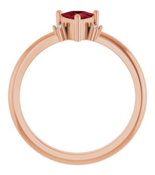 72435 Ring Set 14K Rose Lab-Grown Ruby Trillion 5 X 5 X 5 Mm Natural Diamond Polished Lab-Grown Ruby And .015 Ctw Natural Diamond Ring