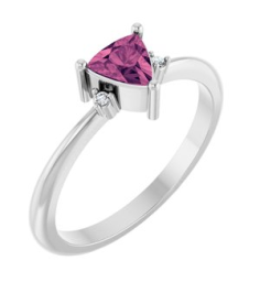 72435 Ring Set 14K White Natural Pink Tourmaline Trillion 5 X 5 X 5 Mm Natural Diamond Polished Natural Pink Tourmaline And .015 Ctw Natural Diamond Ring