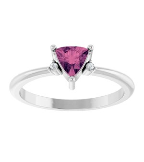 72435 Ring Set 14K White Natural Pink Tourmaline Trillion 5 X 5 X 5 Mm Natural Diamond Polished Natural Pink Tourmaline And .015 Ctw Natural Diamond Ring
