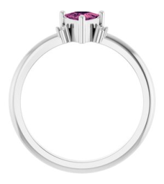 72435 Ring Set 14K White Natural Pink Tourmaline Trillion 5 X 5 X 5 Mm Natural Diamond Polished Natural Pink Tourmaline And .015 Ctw Natural Diamond Ring