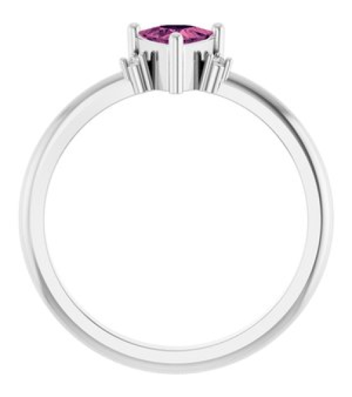 72435 Ring Set 14K White Natural Pink Tourmaline Trillion 5 X 5 X 5 Mm Natural Diamond Polished Natural Pink Tourmaline And .015 Ctw Natural Diamond Ring