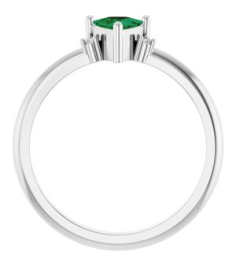 72435 Ring Set Platinum Lab-Grown Emerald Trillion 5 X 5 X 5 Mm Natural Diamond Polished Lab-Grown Emerald And .015 Ctw Natural Diamond Ring
