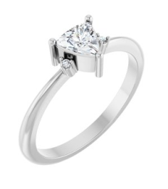 72435 Ring Set Platinum Natural White Sapphire Trillion 5 X 5 X 5 Mm Natural Diamond Polished Natural White Sapphire And .015 Ctw Natural Diamond Ring
