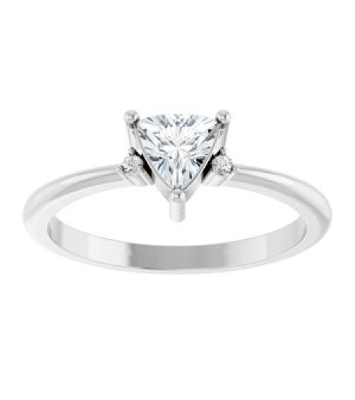 72435 Ring Set Platinum Natural White Sapphire Trillion 5 X 5 X 5 Mm Natural Diamond Polished Natural White Sapphire And .015 Ctw Natural Diamond Ring