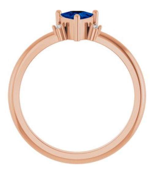 72435 Ring Set 14K Rose Natural Blue Sapphire Trillion 5 X 5 X 5 Mm Natural Diamond Polished Natural Blue Sapphire And .015 Ctw Natural Diamond Ring