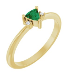 72435 Ring Set 14K Yellow Lab-Grown Emerald Trillion 4 X 4 X 4 Mm Natural Diamond Polished Lab-Grown Emerald And .015 Ctw Natural Diamond Ring