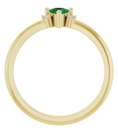 72435 Ring Set 14K Yellow Lab-Grown Emerald Trillion 4 X 4 X 4 Mm Natural Diamond Polished Lab-Grown Emerald And .015 Ctw Natural Diamond Ring