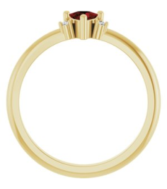 72435 Ring Set 14K Yellow Natural Mozambique Garnet Trillion 4 X 4 X 4 Mm Natural Diamond Polished Natural Mozambique Garnet And .015 Ctw Natural Diamond Ring