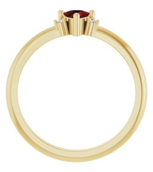 72435 Ring Set 14K Yellow Natural Mozambique Garnet Trillion 4 X 4 X 4 Mm Natural Diamond Polished Natural Mozambique Garnet And .015 Ctw Natural Diamond Ring