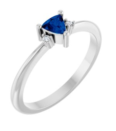 72435 Ring Set Platinum Natural Blue Sapphire Trillion 4 X 4 X 4 Mm Natural Diamond Polished Natural Blue Sapphire And .015 Ctw Natural Diamond Ring