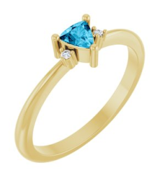 72435 Ring Set 14K Yellow Natural Aquamarine Trillion 4 X 4 X 4 Mm Natural Diamond Polished Natural Aquamarine And .015 Ctw Natural Diamond Ring