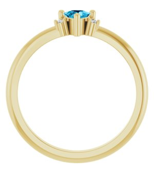 72435 Ring Set 14K Yellow Natural Aquamarine Trillion 4 X 4 X 4 Mm Natural Diamond Polished Natural Aquamarine And .015 Ctw Natural Diamond Ring