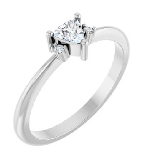 72435 Ring Set 14K White Natural White Sapphire Trillion 4 X 4 X 4 Mm Natural Diamond Polished Natural White Sapphire And .015 Ctw Natural Diamond Ring