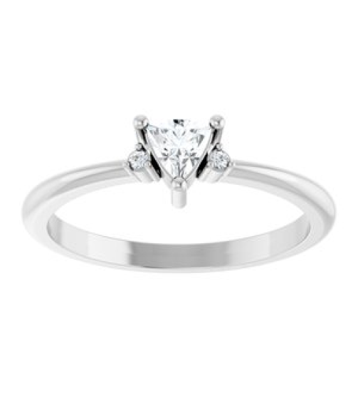 72435 Ring Set 14K White Natural White Sapphire Trillion 4 X 4 X 4 Mm Natural Diamond Polished Natural White Sapphire And .015 Ctw Natural Diamond Ring
