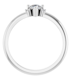 72435 Ring Set 14K White Natural White Sapphire Trillion 4 X 4 X 4 Mm Natural Diamond Polished Natural White Sapphire And .015 Ctw Natural Diamond Ring