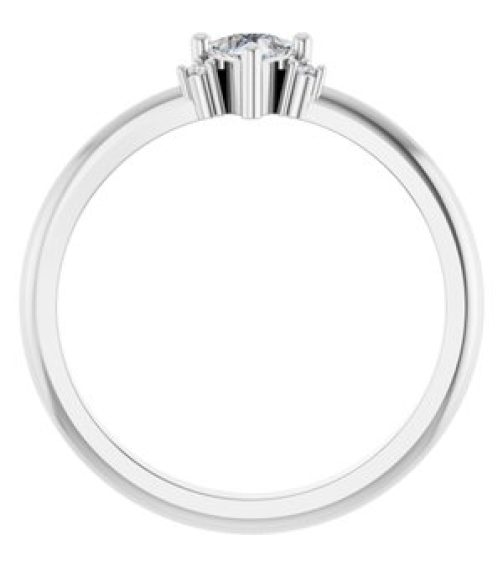 72435 Ring Set 14K White Natural White Sapphire Trillion 4 X 4 X 4 Mm Natural Diamond Polished Natural White Sapphire And .015 Ctw Natural Diamond Ring