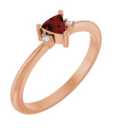72435 Ring Set 14K Rose Natural Mozambique Garnet Trillion 4 X 4 X 4 Mm Natural Diamond Polished Natural Mozambique Garnet And .015 Ctw Natural Diamond Ring