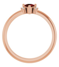 72435 Ring Set 14K Rose Natural Mozambique Garnet Trillion 4 X 4 X 4 Mm Natural Diamond Polished Natural Mozambique Garnet And .015 Ctw Natural Diamond Ring