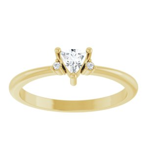 72435 Ring Set 14K Yellow Natural White Sapphire Trillion 4 X 4 X 4 Mm Natural Diamond Polished Natural White Sapphire And .015 Ctw Natural Diamond Ring