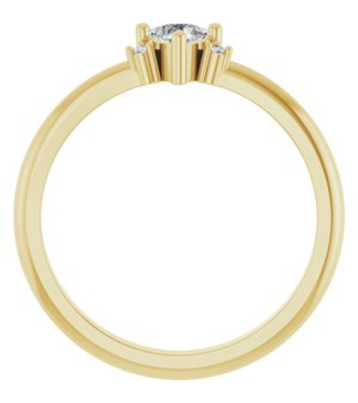 72435 Ring Set 14K Yellow Natural White Sapphire Trillion 4 X 4 X 4 Mm Natural Diamond Polished Natural White Sapphire And .015 Ctw Natural Diamond Ring