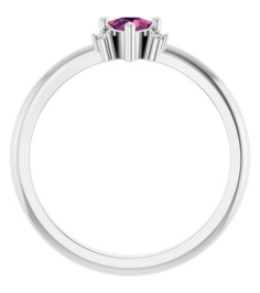 72435 Ring Set 14K White Natural Pink Tourmaline Trillion 4 X 4 X 4 Mm Natural Diamond Polished Natural Pink Tourmaline And .015 Ctw Natural Diamond Ring
