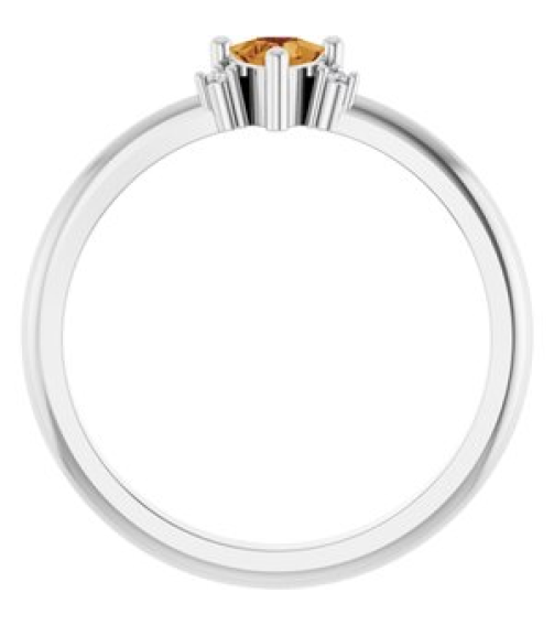 72435 Ring Set 14K White Natural Citrine Trillion 4 X 4 X 4 Mm Natural Diamond Polished Natural Citrine And .015 Ctw Natural Diamond Ring