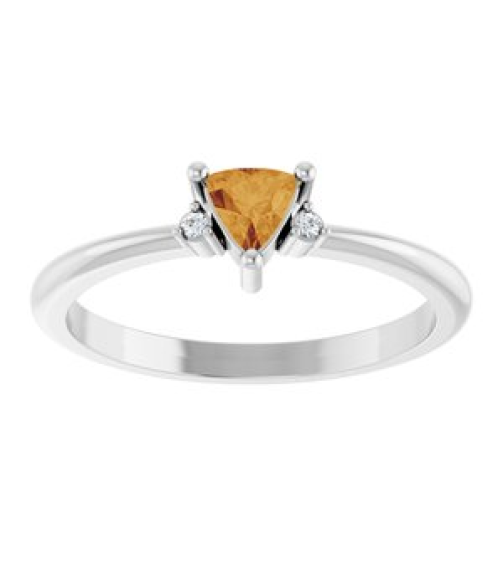 72435 Ring Set 14K White Natural Citrine Trillion 4 X 4 X 4 Mm Natural Diamond Polished Natural Citrine And .015 Ctw Natural Diamond Ring