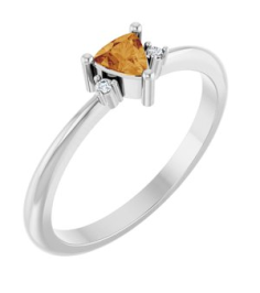 72435 Ring Set Platinum Natural Citrine Trillion 4 X 4 X 4 Mm Natural Diamond Polished Natural Citrine And .015 Ctw Natural Diamond Ring