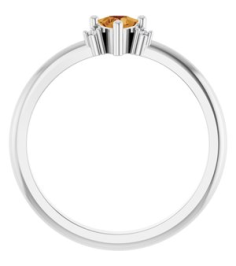 72435 Ring Set Platinum Natural Citrine Trillion 4 X 4 X 4 Mm Natural Diamond Polished Natural Citrine And .015 Ctw Natural Diamond Ring