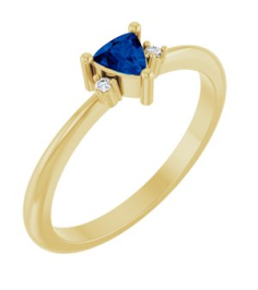 72435 Ring Set 14K Yellow Natural Blue Sapphire Trillion 4 X 4 X 4 Mm Natural Diamond Polished Natural Blue Sapphire And .015 Ctw Natural Diamond Ring