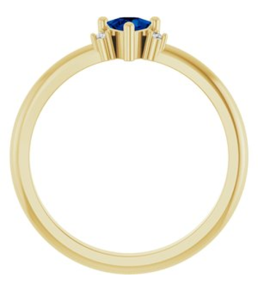72435 Ring Set 14K Yellow Natural Blue Sapphire Trillion 4 X 4 X 4 Mm Natural Diamond Polished Natural Blue Sapphire And .015 Ctw Natural Diamond Ring