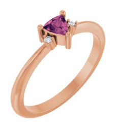 72435 Ring Set 14K Rose Natural Pink Tourmaline Trillion 4 X 4 X 4 Mm Natural Diamond Polished Natural Pink Tourmaline And .015 Ctw Natural Diamond Ring