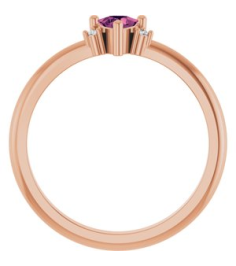 72435 Ring Set 14K Rose Natural Pink Tourmaline Trillion 4 X 4 X 4 Mm Natural Diamond Polished Natural Pink Tourmaline And .015 Ctw Natural Diamond Ring