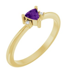 72435 Ring Set 14K Yellow Natural Amethyst Trillion 4 X 4 X 4 Mm Natural Diamond Polished Natural Amethyst And .015 Ctw Natural Diamond Ring