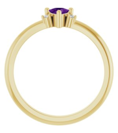72435 Ring Set 14K Yellow Natural Amethyst Trillion 4 X 4 X 4 Mm Natural Diamond Polished Natural Amethyst And .015 Ctw Natural Diamond Ring