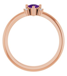 72435 Ring Set 14K Rose Natural Amethyst Trillion 4 X 4 X 4 Mm Natural Diamond Polished Natural Amethyst And .015 Ctw Natural Diamond Ring