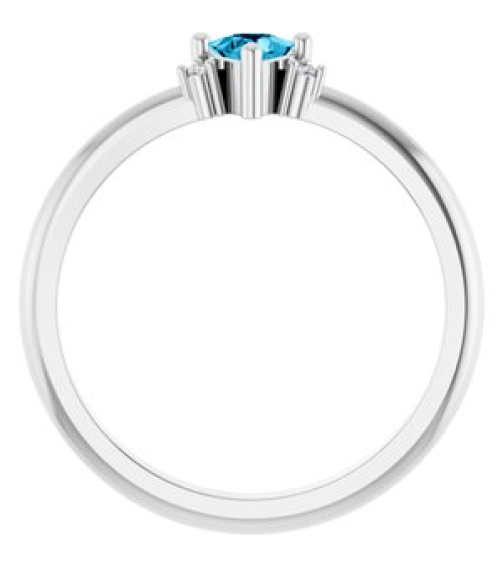 72435 Ring Set Sterling Silver Natural Aquamarine Trillion 4 X 4 X 4 Mm Natural Diamond Polished Natural Aquamarine And .015 Ctw Natural Diamond Ring