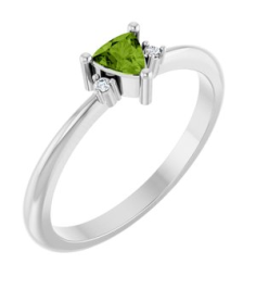 72435 Ring Set 14K White Natural Peridot Trillion 4 X 4 X 4 Mm Natural Diamond Polished Natural Peridot And .015 Ctw Natural Diamond Ring