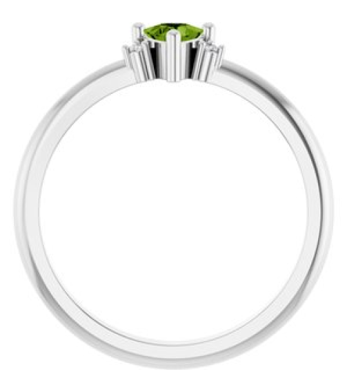 72435 Ring Set 14K White Natural Peridot Trillion 4 X 4 X 4 Mm Natural Diamond Polished Natural Peridot And .015 Ctw Natural Diamond Ring
