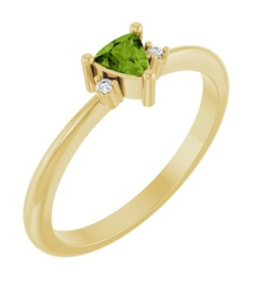 72435 Ring Set 14K Yellow Natural Peridot Trillion 4 X 4 X 4 Mm Natural Diamond Polished Natural Peridot And .015 Ctw Natural Diamond Ring
